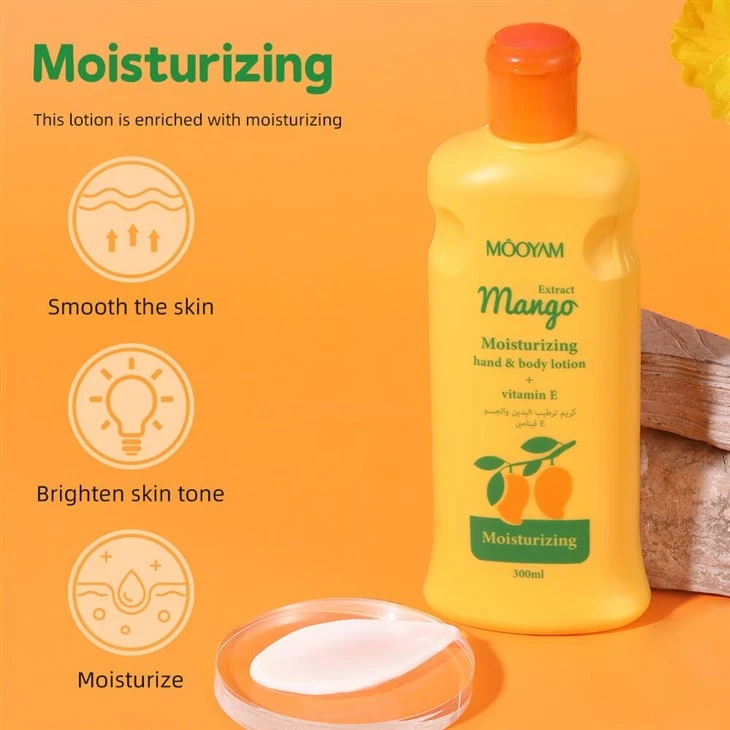 Private Label Body And Hand Whitening Mango Lotion Vitamin E Moisturizing Brightening Body Lotion factory